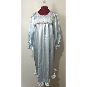 Partners Intimates Nightgown Medium Blue‎ Lace Embroidered Victorian Grannycore